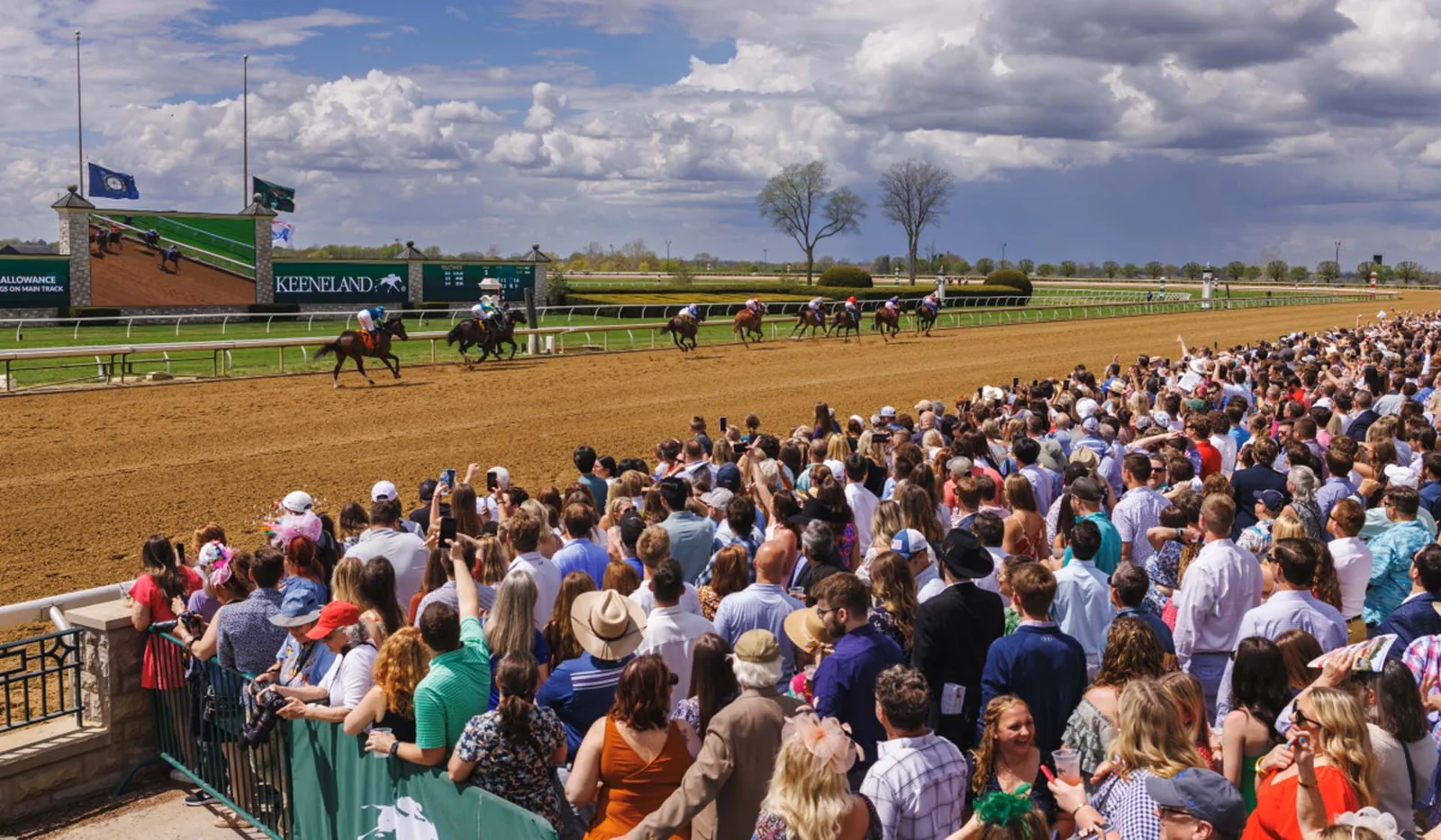 Spectators beside the racing surface at Keeneland